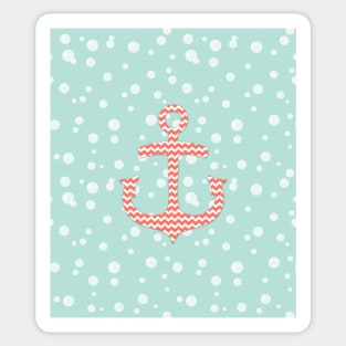 Chevron Anchor Coral Turquoise Blue Sticker